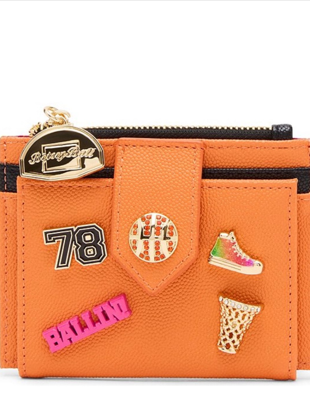 NEW Betsey Johnson
Don't Block Me Bifold Basketball Wallet In Orange